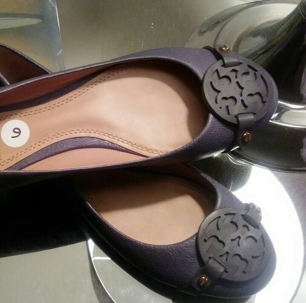 Tory Burch mini Miller Gray Flats NWT